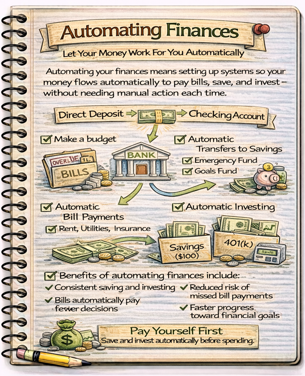Notebook sketch explaining personal finance