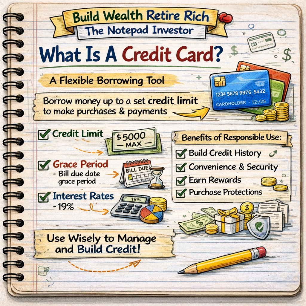 Notebook sketch explaining personal finance