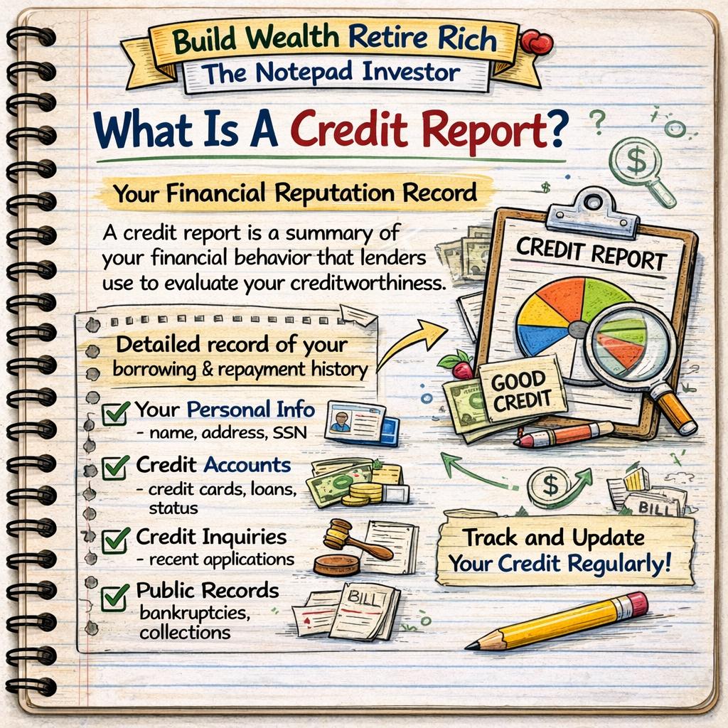 Notebook sketch explaining personal finance