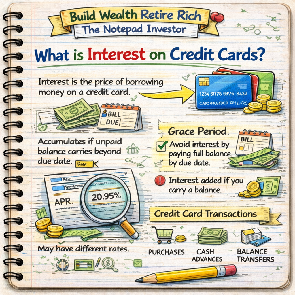 Notebook sketch explaining personal finance
