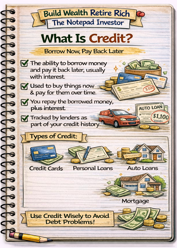 Notebook sketch explaining personal finance