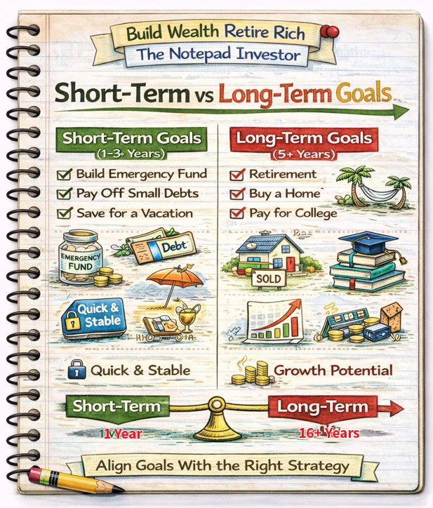 Notebook sketch explaining personal finance